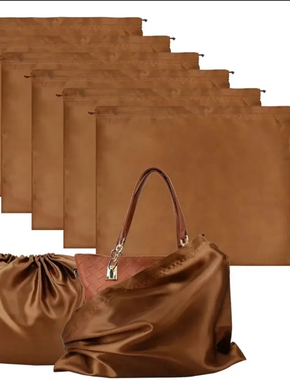 1 Brown Satin 19 x 23 Protective Dust Bag for Handbags & Valuables